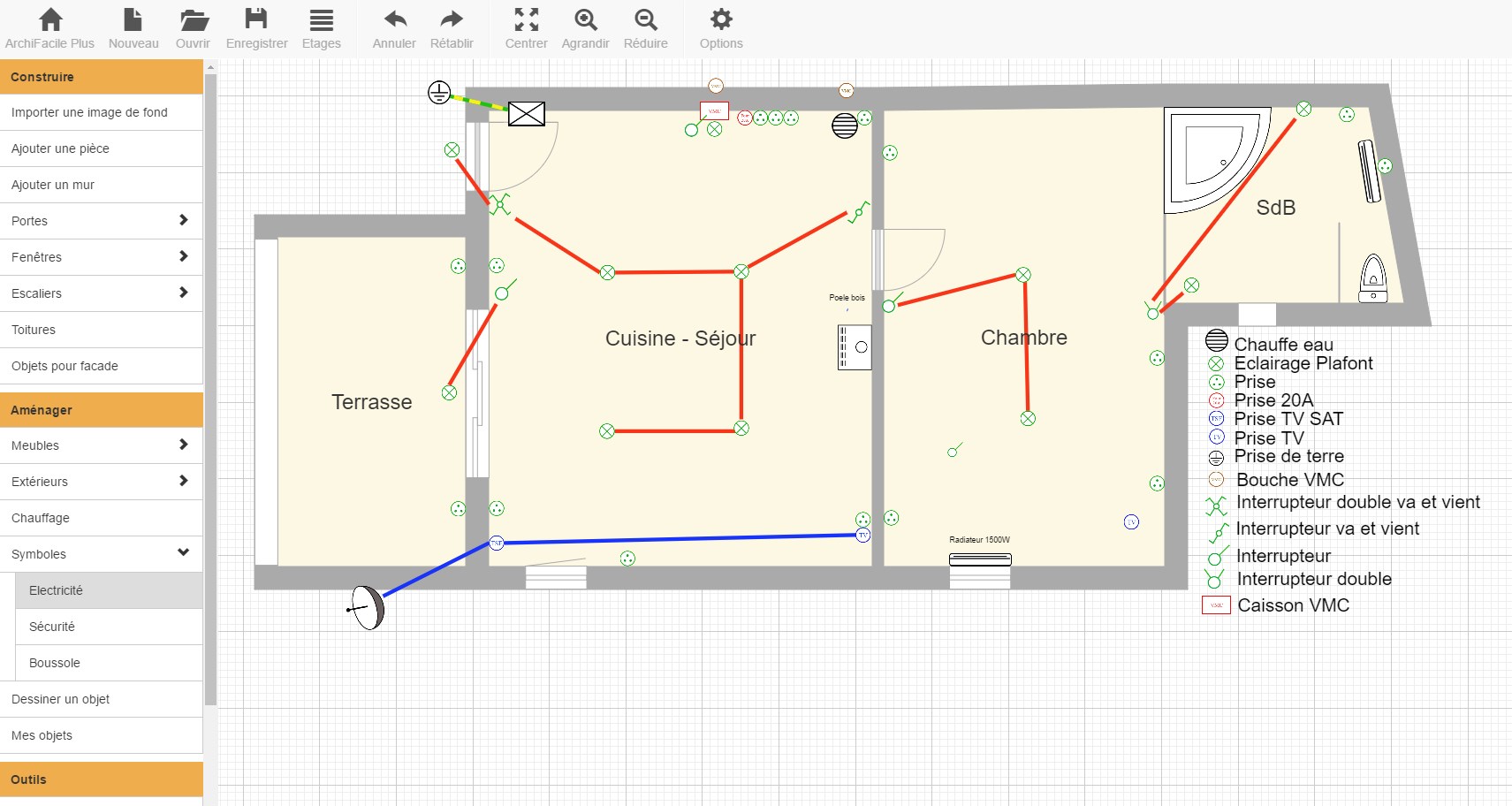 plan maison electricite