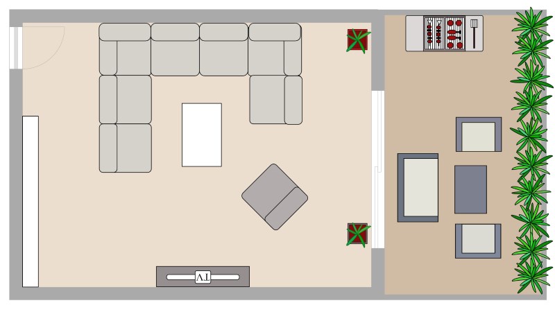 Plan d'aménagement d'un garage en salon