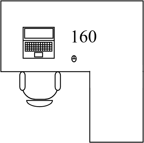 Bureau 160 X 160 cm retour droit