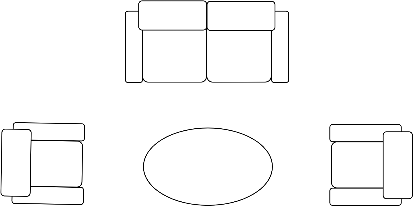 Canapé 2 places - 2 Fauteuils - Table Basse