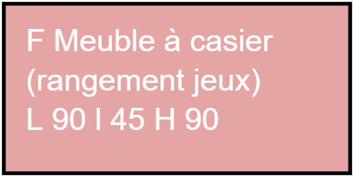 F Meuble à casier  (rangement jeux) L 90 l 45 H 90