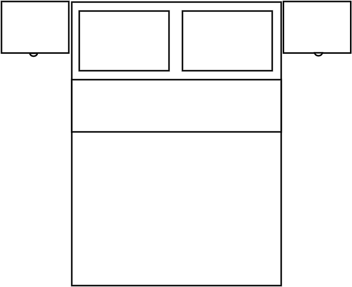 Lit double standard avec 2 Chevets