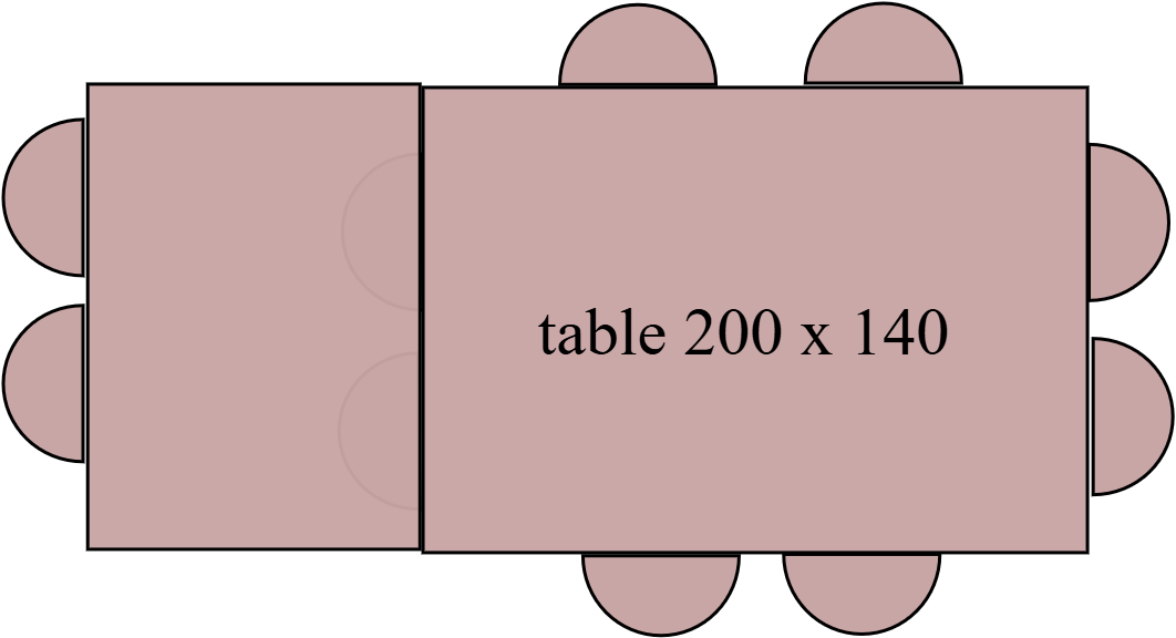 table 140 x 200 ouverte+1m