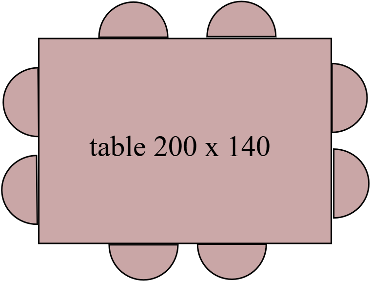 table 140 x 200 ouverte