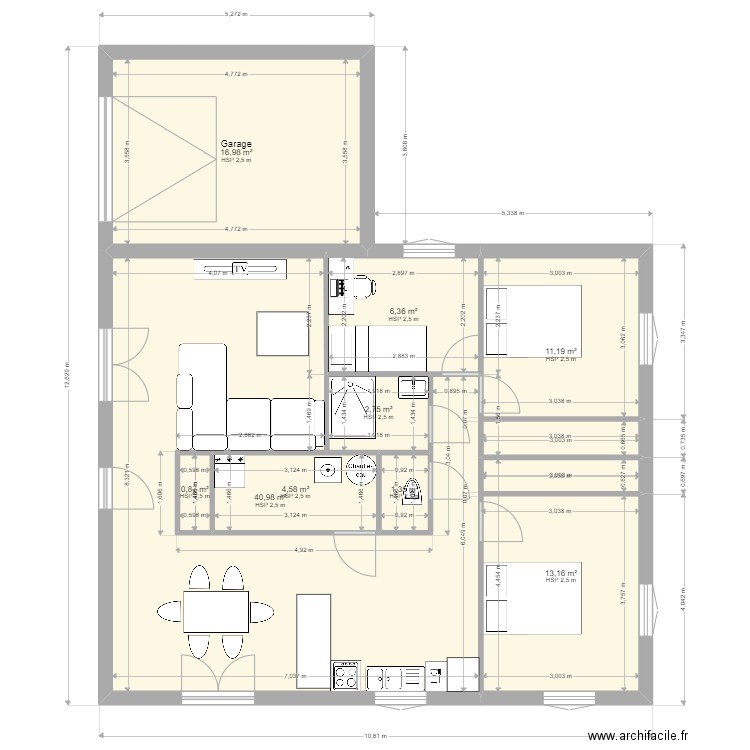 MAISON SUN MAIL. Plan de 9 pièces et 98 m2