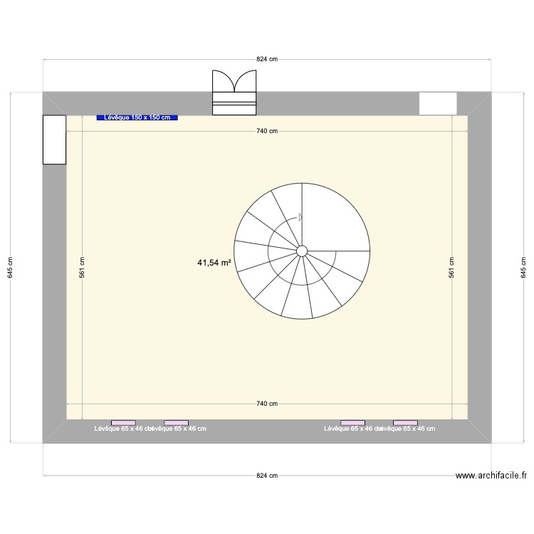 Galerie Sous-sol vide. Plan de 1 pièce et 42 m2
