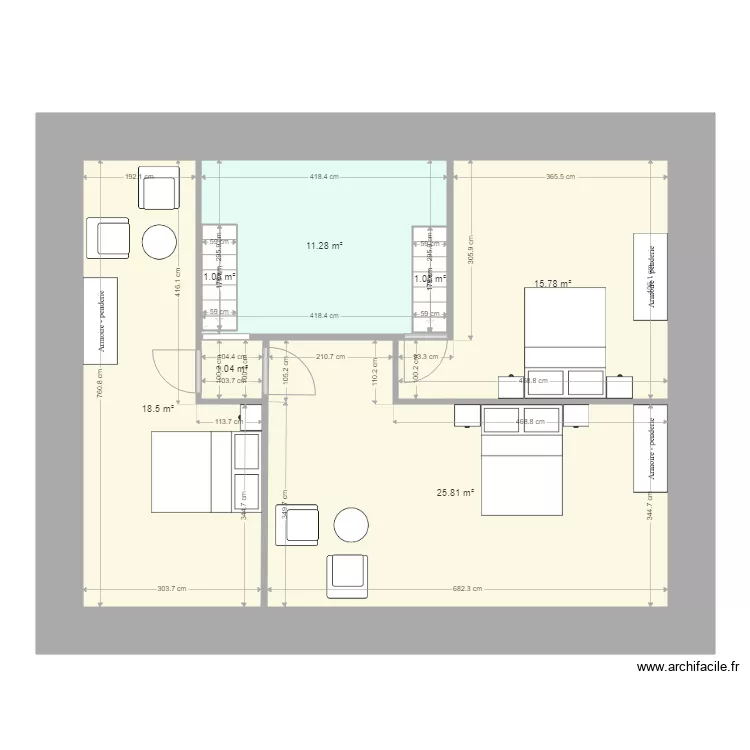 Manu 1 2021 meubl&eacute; &eacute;lec. Plan de 