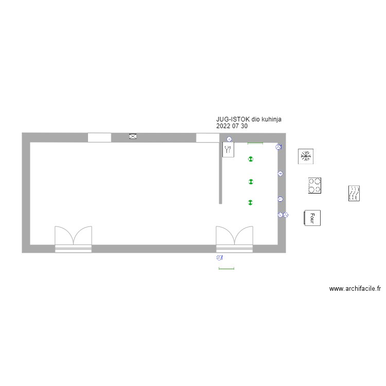 Jug-Istok-1. Plan de 1 pièce et 37 m2