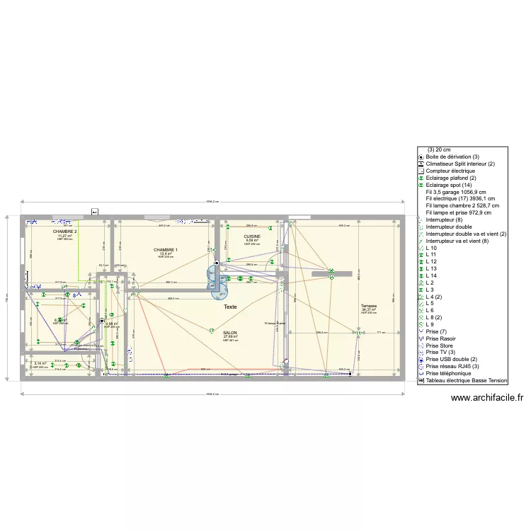 WDNC4 lampe et emplacement des fils. Plan de 