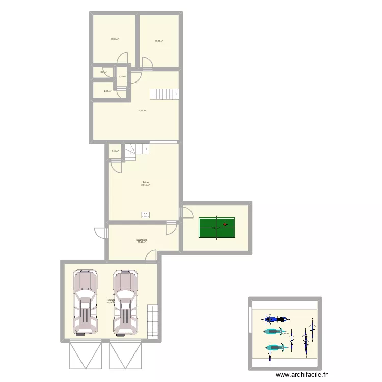 Garage 3. Plan de 12  et 182 m²