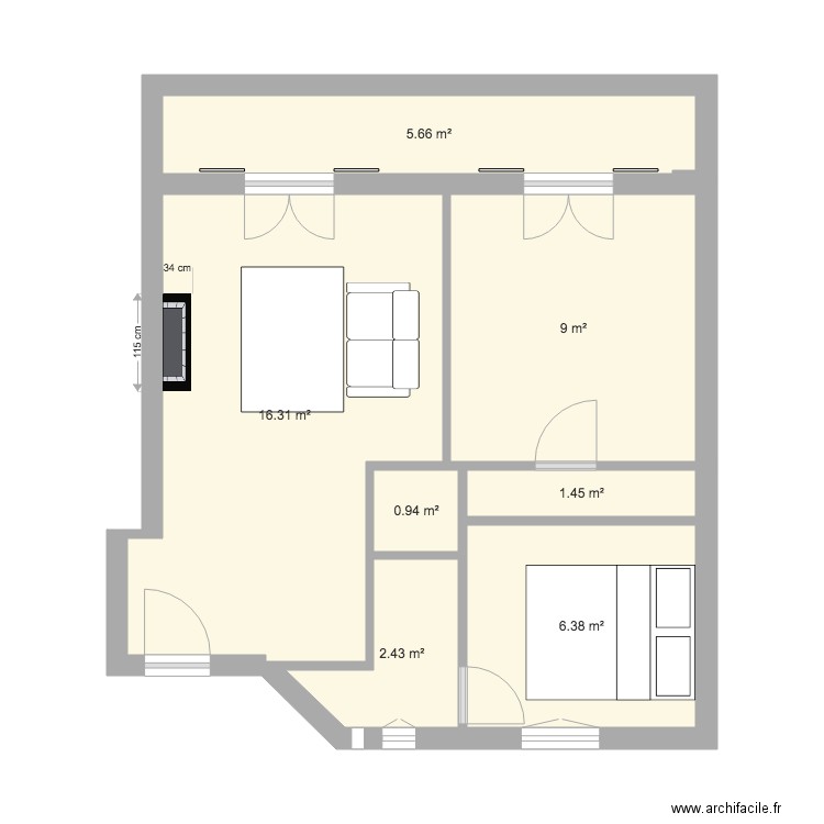 plan appartement 42 m2