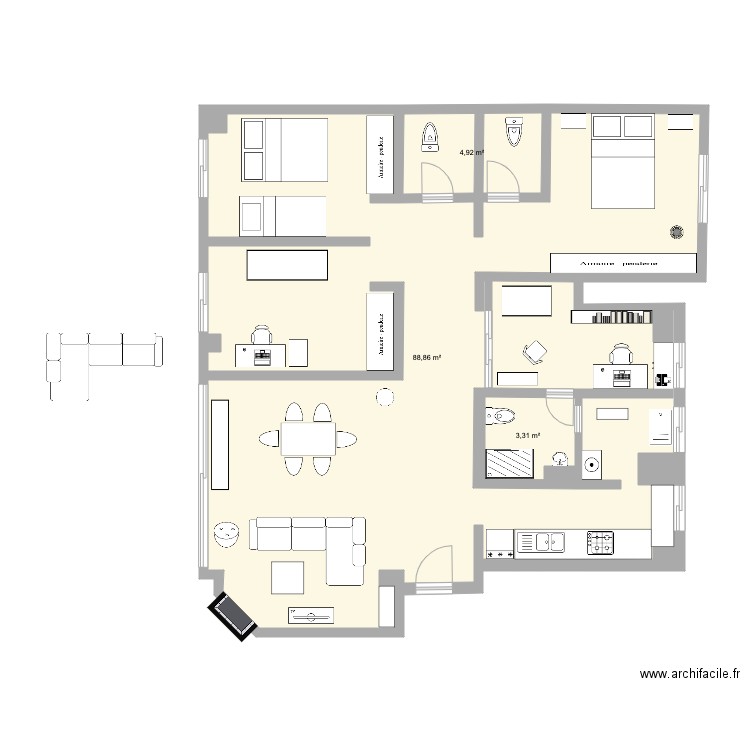 Almenares 21. Plan de 3 pièces et 97 m2