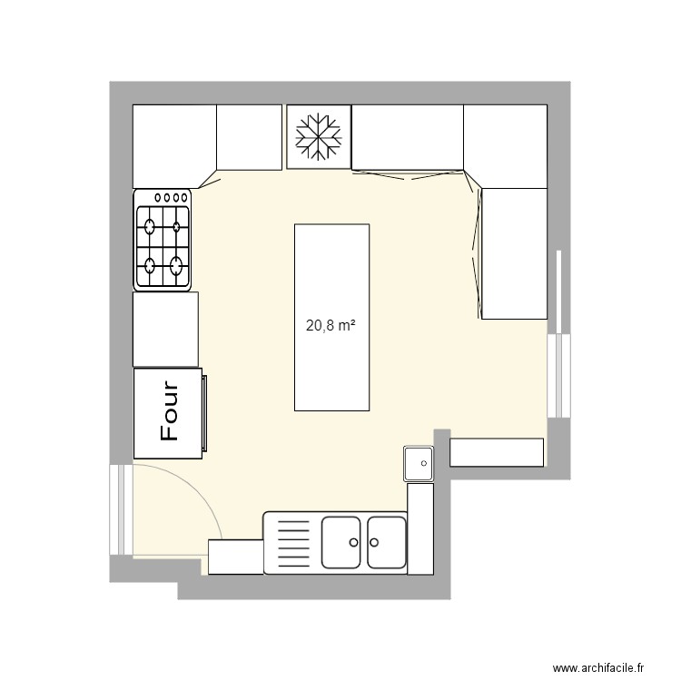 Cuisine pro 5 sans surgel. Plan de 0 pièce et 0 m2