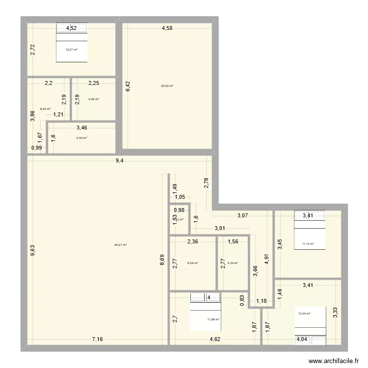 fayet 2. Plan de 12  et 191 m²
