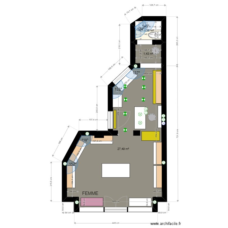 NEUILLY SUR SEINE FINAL. Plan de 3 pièces et 30 m2