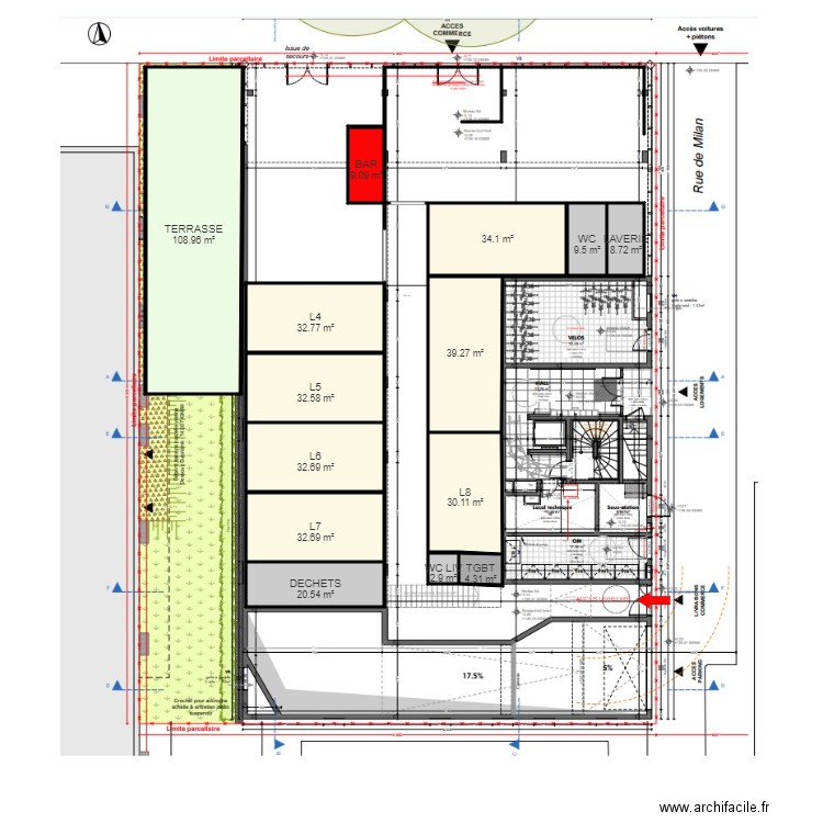 Strasbourg TERRASSE. Plan de 14 pièces et 398 m2