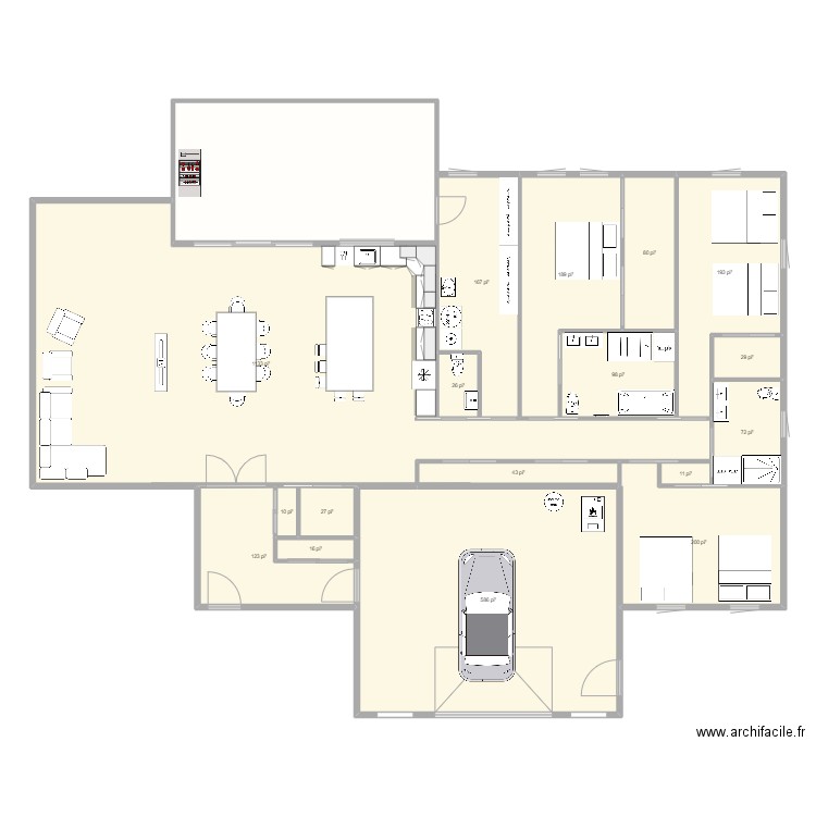 maison 1. Plan de 18 pièces et 313 m2