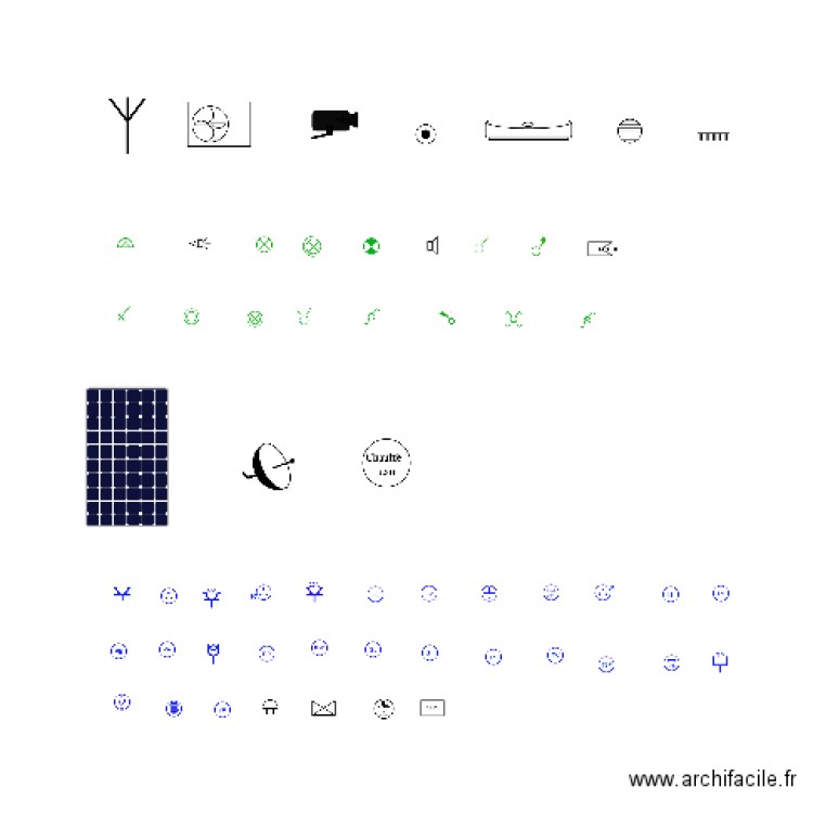 Symboles Electricité. Plan de 0 pièce et 0 m2