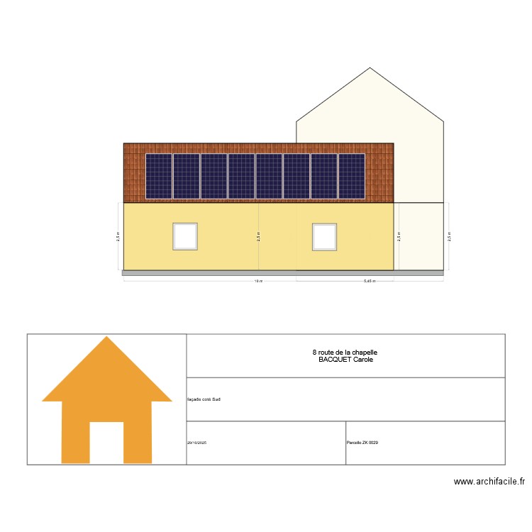 facade Sud. Plan de 0 pièce et 0 m2