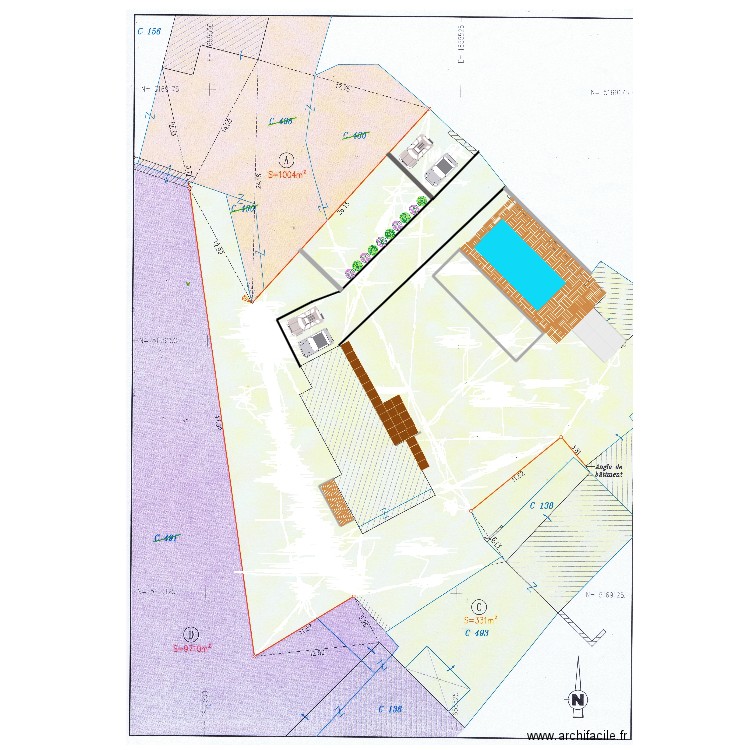 terrain . Plan de 1 pièce et 216 m2