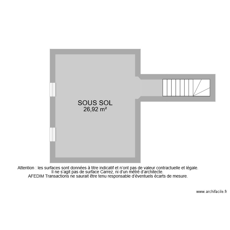 BI 7970 SOUS SOL. Plan de 3 pièces et 31 m2