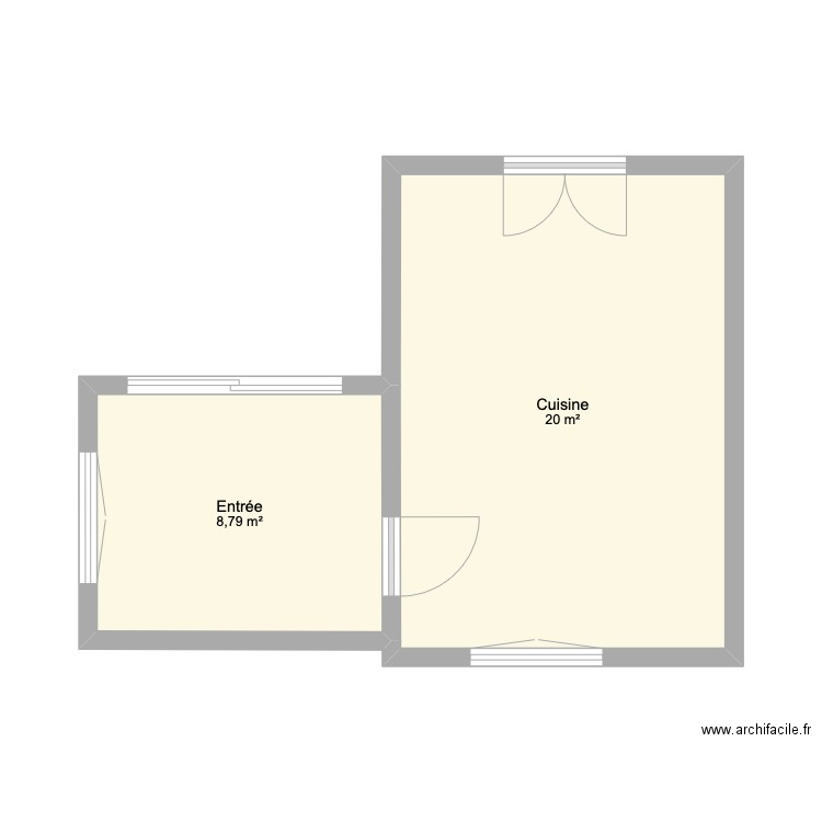 Maison bas. Plan de 2 pièces et 29 m2