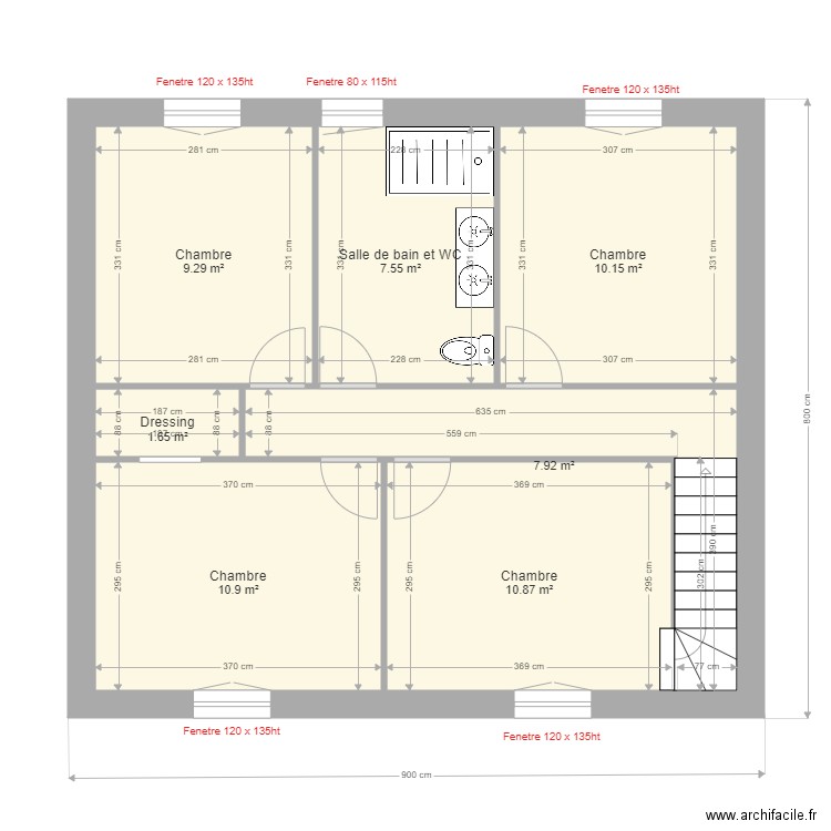 laaji etage. Plan de 7 pièces et 58 m2