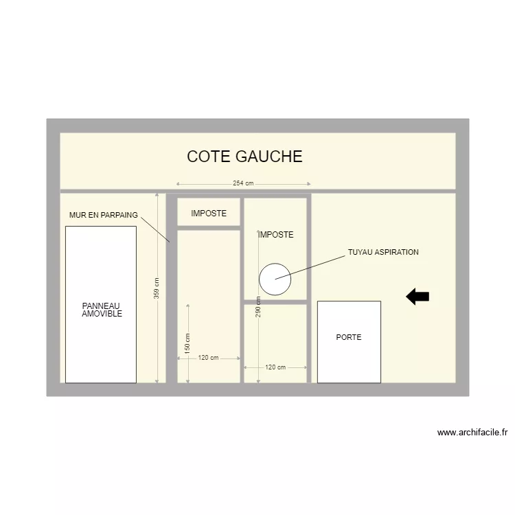 CLOISON ASPIRATION COTE GAUCHE. Plan de CLOISON ASPIRATION COTE GAUCHE. Plan de
