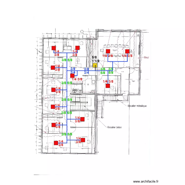 CALLAC R1 diam&egrave;tre r&eacute;seau cuivre. Plan de 