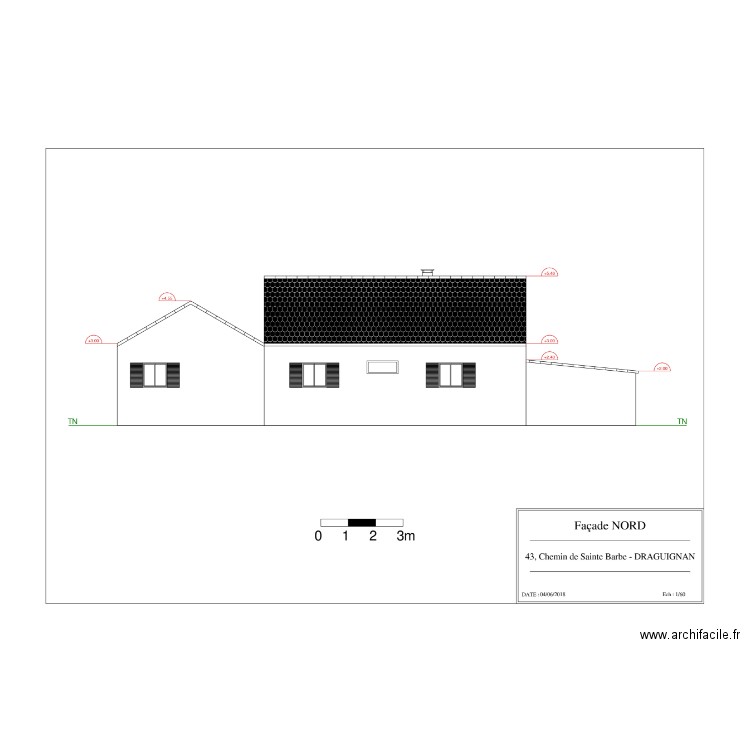 plan de coupe nord. Plan de 0 pièce et 0 m2