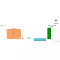 plan de coupe  avec piscine bois semi enterr&eacute;e