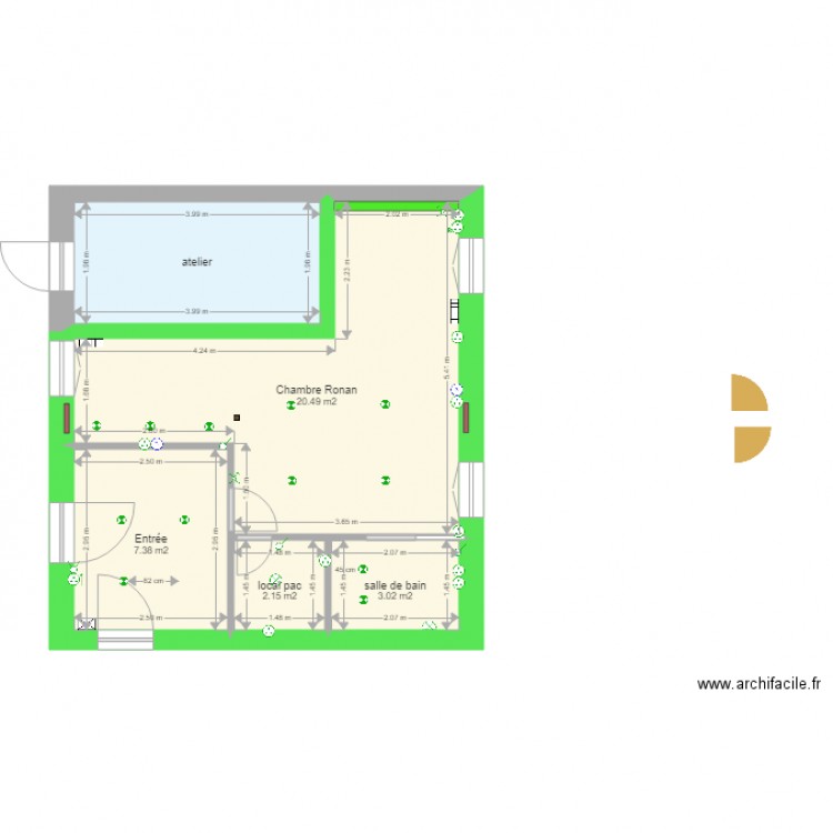 Pièce HUGO électricité. Plan de 5 pièces et 41 m2