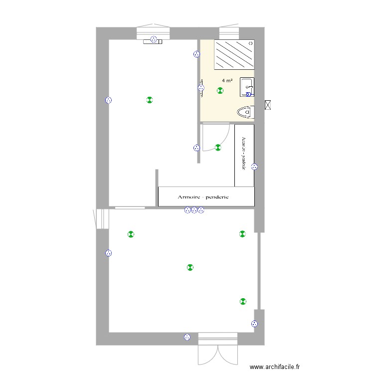 Plan aménagement suite parentale. Plan de 0 pièce et 0 m2