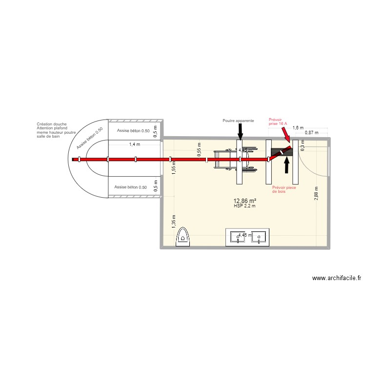 PELETIER. Plan de 1 pièce et 13 m2