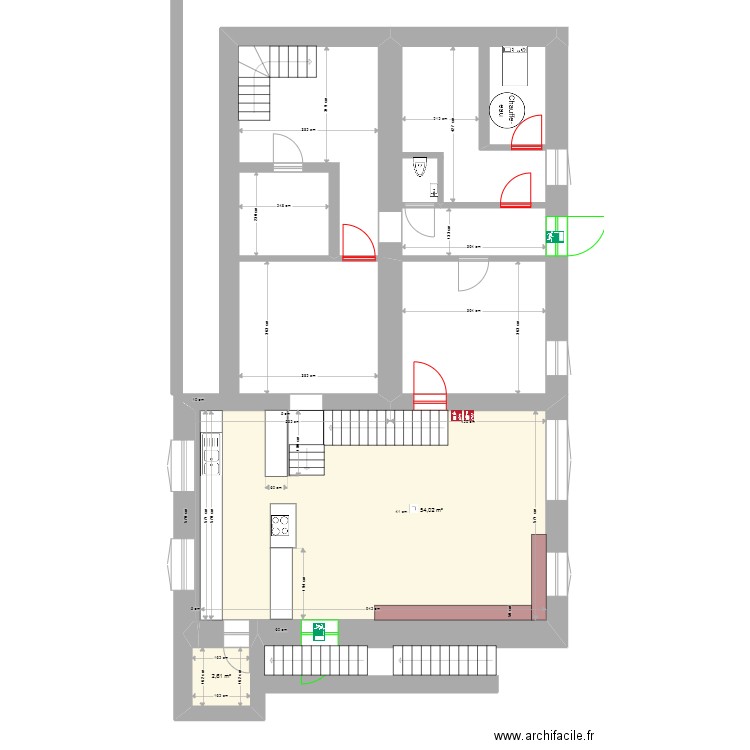 POUMAY CAVE 10. Plan de 2 pièces et 57 m2