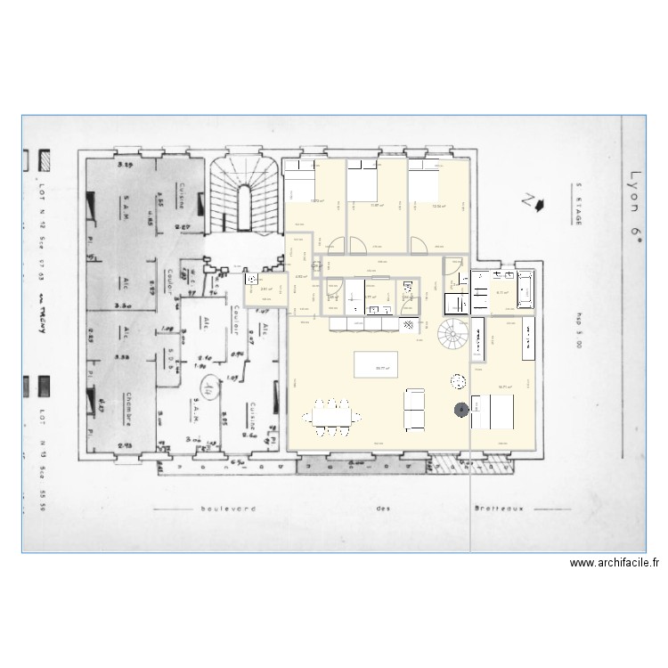 38 Btx 5ème v5 cuisine au fond. Plan de 0 pièce et 0 m2