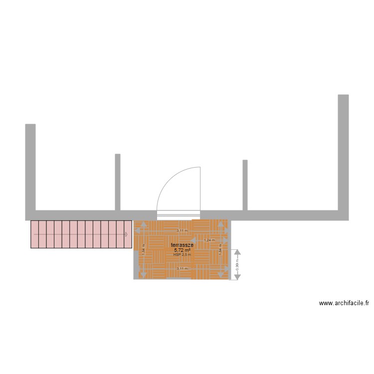 terrasse véro 4. Plan de 1 pièce et 6 m2