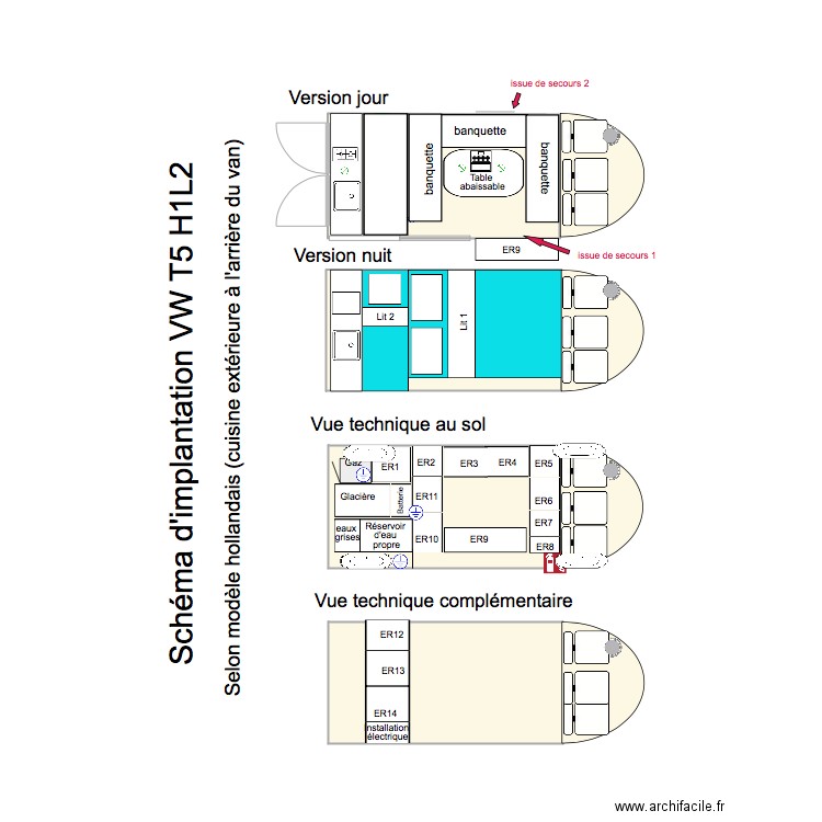 plan VW T5. Plan de 0 pièce et 0 m2