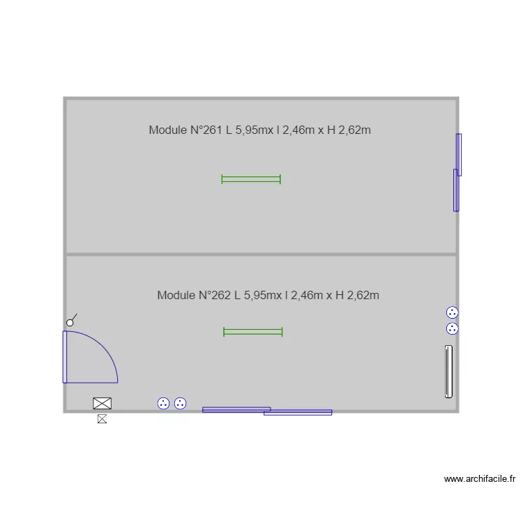 Salle Double Module Num 261 et 262. Plan de 
