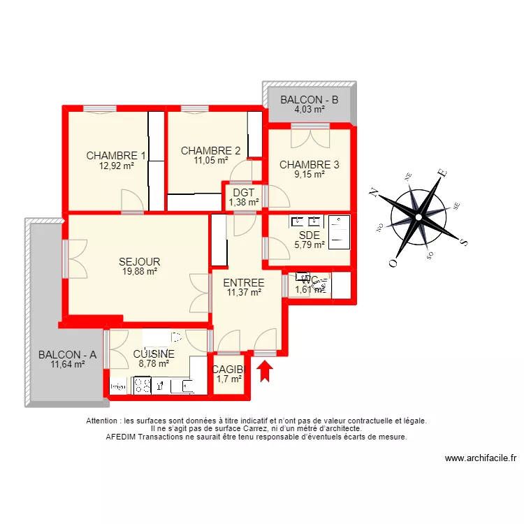 BI11921 - Appartement. Plan de BI11921 - Appartement. Plan de