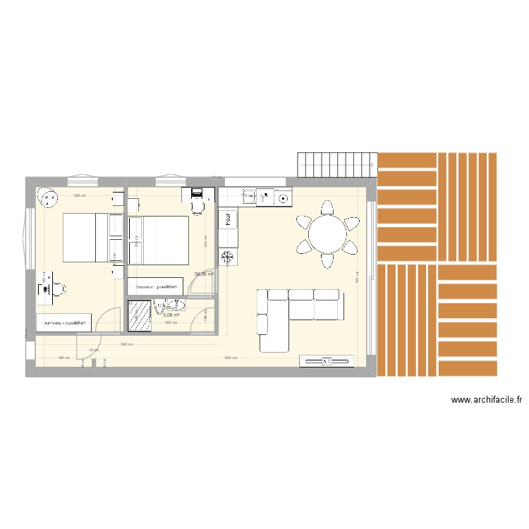 Appartement parc ducup2 3. Plan de 2 pièces et 61 m2