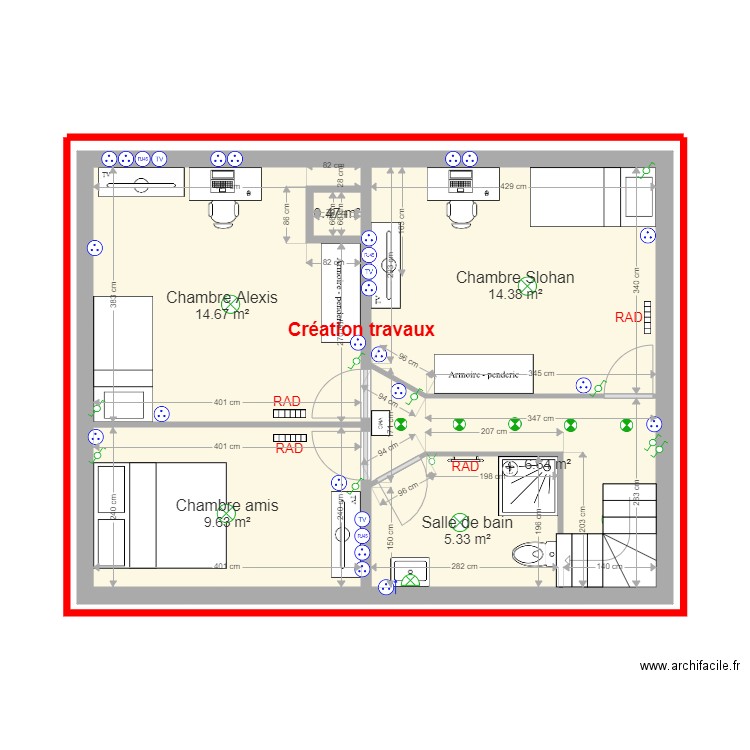 Création étage après travaux. Plan de 0 pièce et 0 m2