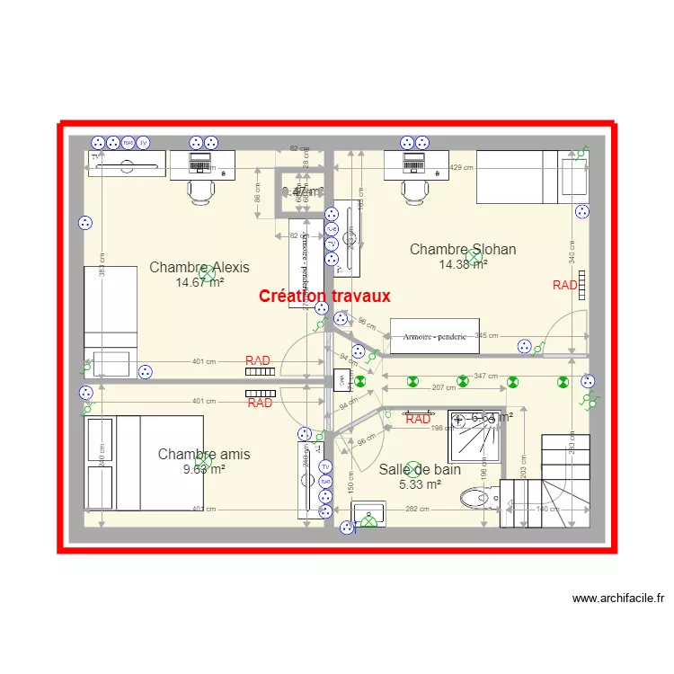 Cr&eacute;ation &eacute;tage apr&egrave;s travaux. Plan de 