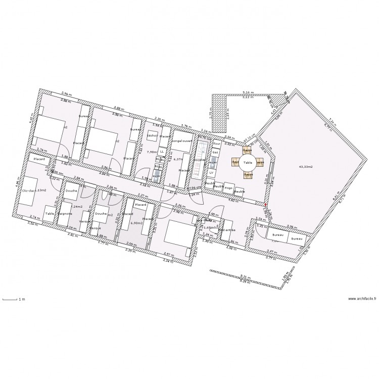 Plain-pied sur s-s - 3 ch., SdJ, bureau, buanderie, cellier V2  m². Plan de 0 pièce et 0 m2