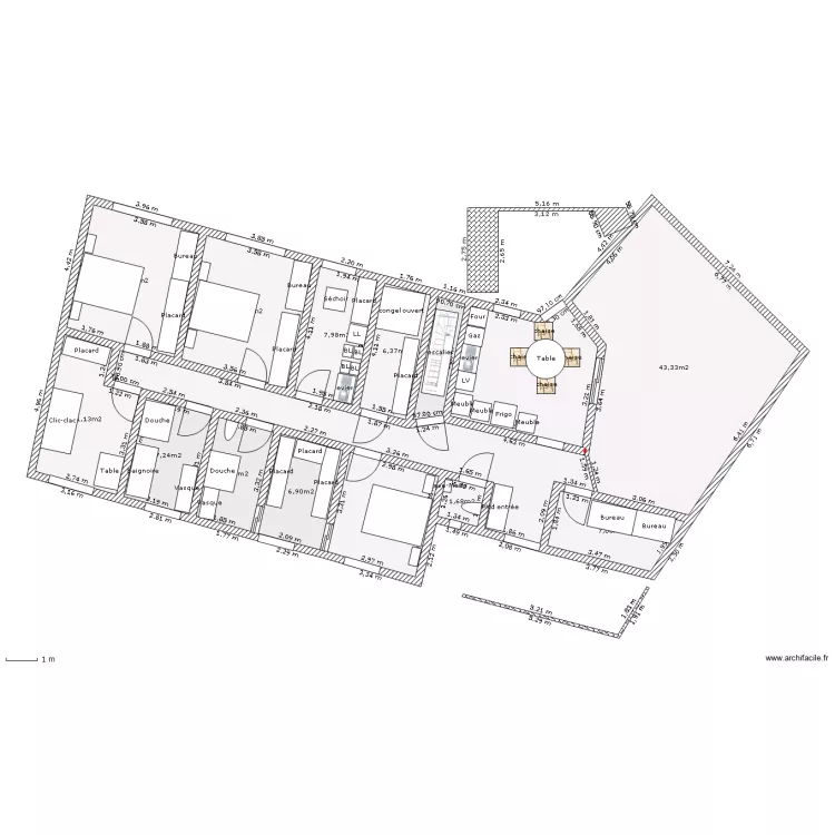 Plain-pied sur s-s - 3 ch., SdJ, bureau, buanderie, cellier V2  m&sup2;. Plan de 