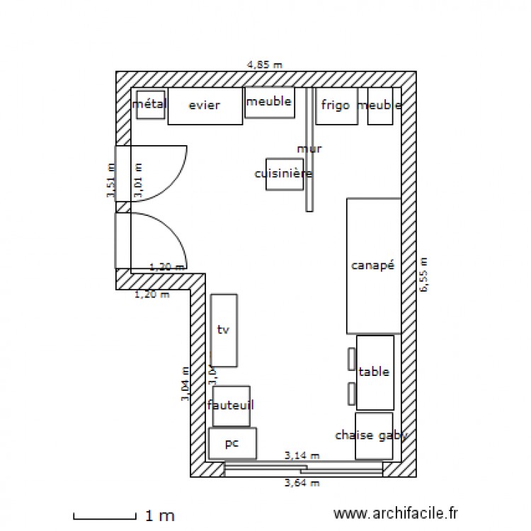 appart actuel. Plan de 0 pièce et 0 m2