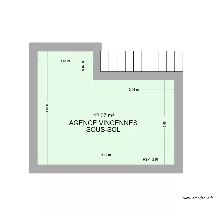 AGENCE VINCENNES SOUS SOL. Plan de 1 Pièce et 12 m²