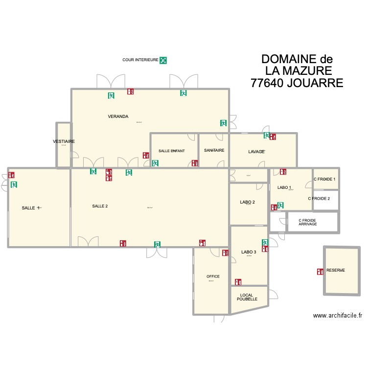 ERP salle mazure. Plan de 15 pièces et 689 m2