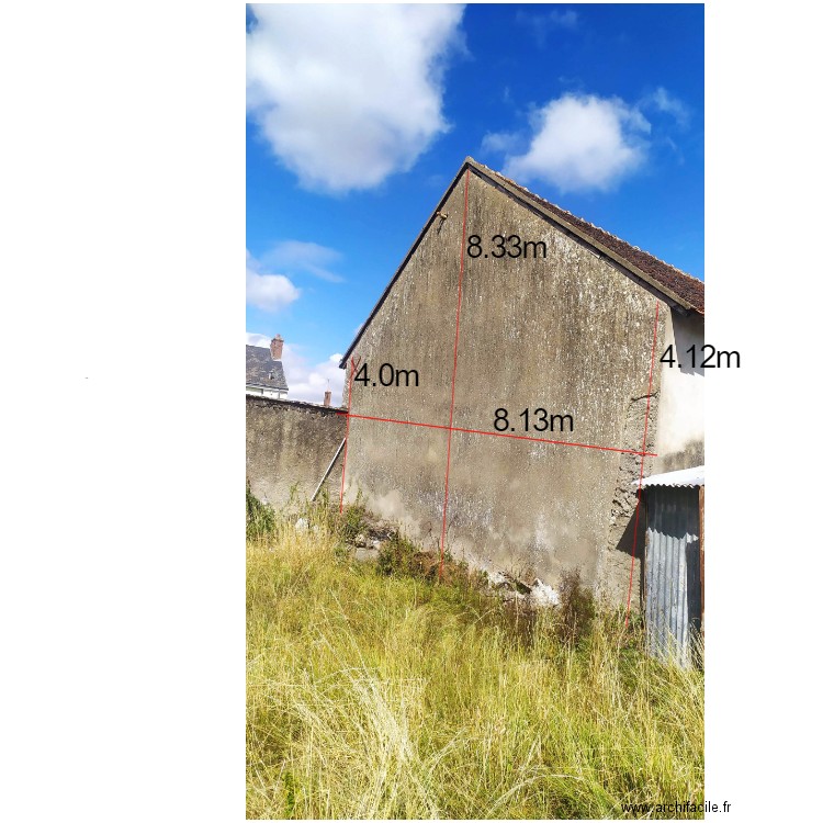 Grange Façade cotes impasse du gouffre. Plan de 0 pièce et 0 m2