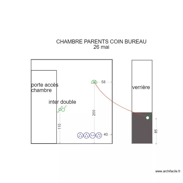chambre parents faraday. Plan de 